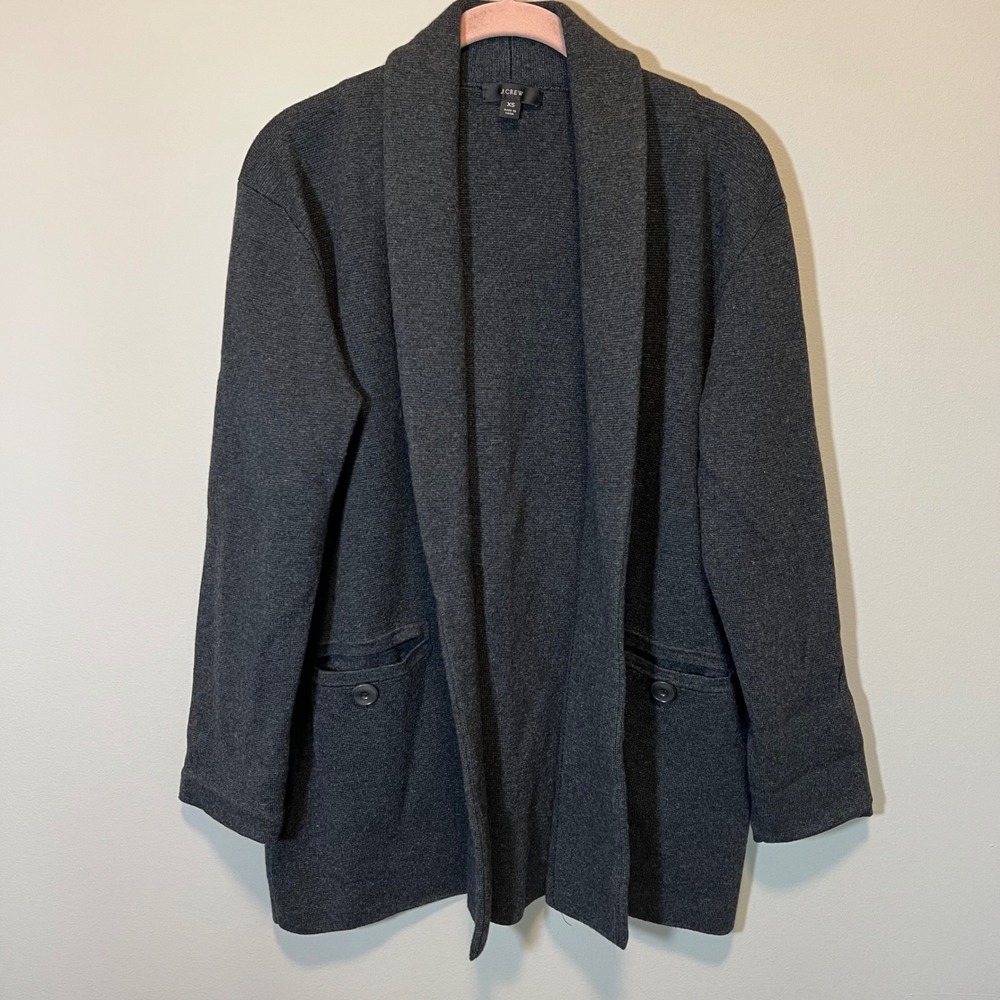 J. Crew Women's Charcoal Gray Merino Wool Blend Shawl Collar Cardigan XS